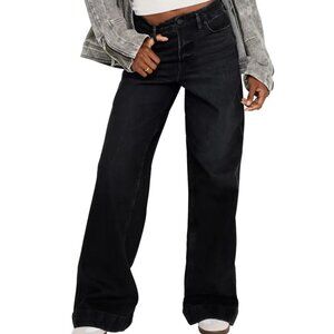 Good American Good Skate Wide Leg Jeans in Black